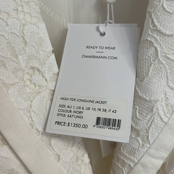 NWT Zimmermann high tide lace blazer - Picture 6 of 8